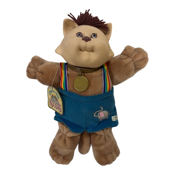 VINTAGE 1985 CABBAGE PATCH KOOSAS CAT WITH ORIGINAL TAG RAINBOW ROMPER & COLLAR - Picture 5 of 10